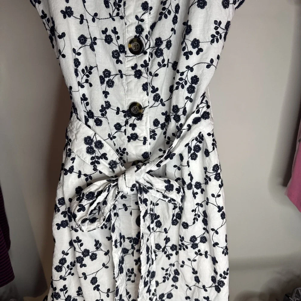Ann Taylor Floral Embroidered Sun Dress Black and White Womens‎ Size XS